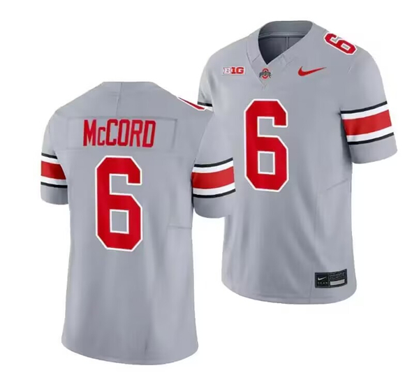 Men's Ohio State Buckeyes #6 Kyle McCord Gray 2023 F.U.S.E Limited Stitched Jersey Men's Ohio State Buckeyes #6 Kyle McCord Gray 2023 F.U.S.E Limited Stitched Jersey